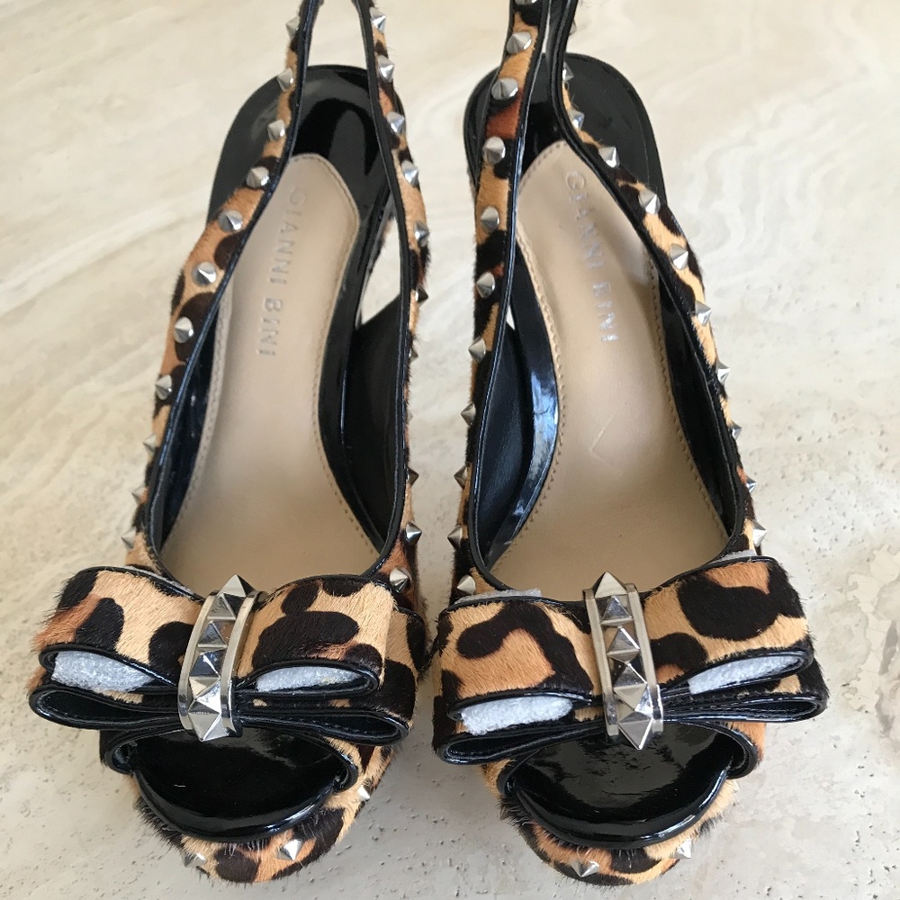 Gianni Bini / Leopard Calf-hair Studded Heels